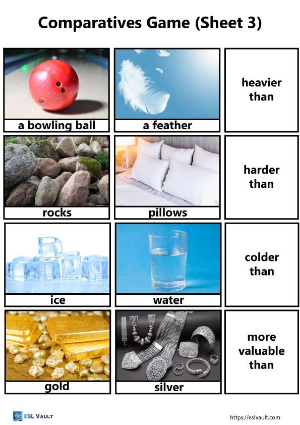 comparatives game to learn english