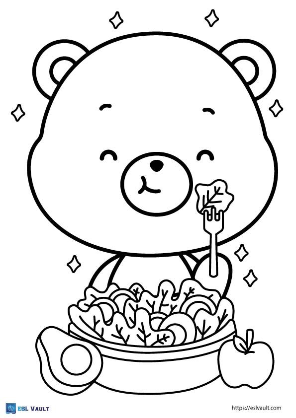 cute healthy food coloring pages