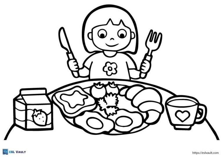 eating healthy food coloring page