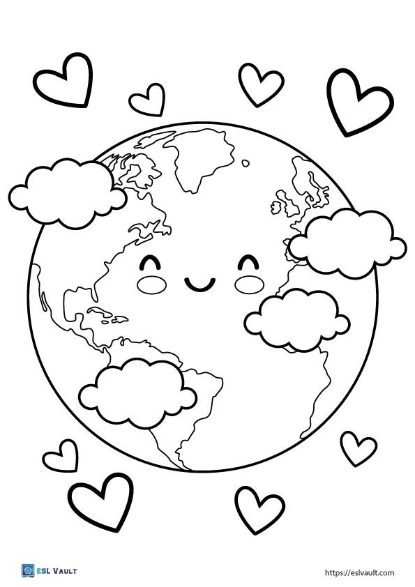 free earth coloring page