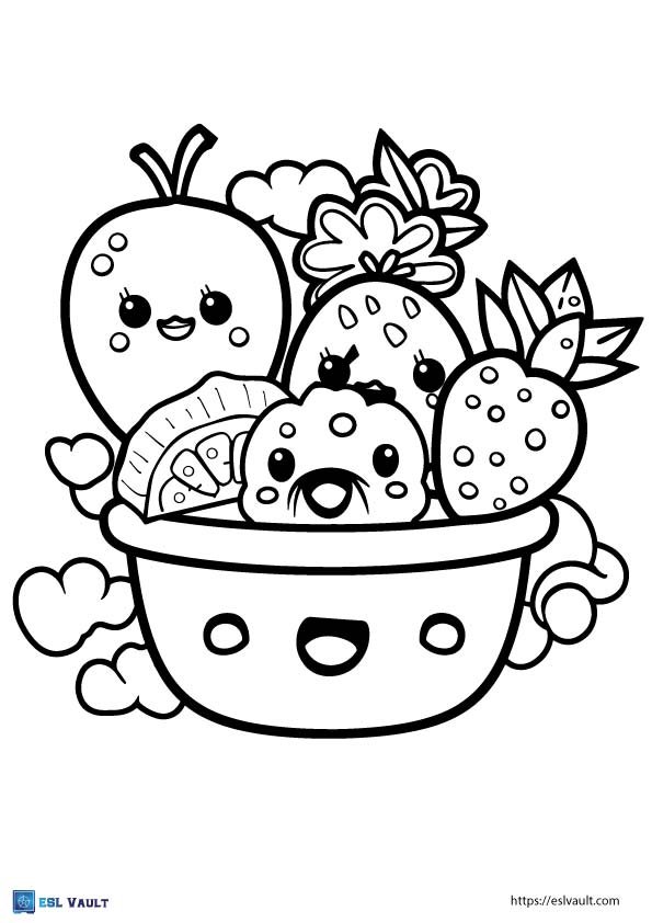 healthy food coloring pages for kids