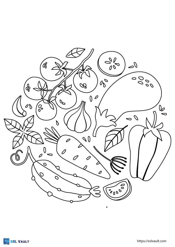 healthy food coloring pages pdf