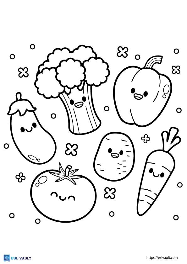 kids healthy food coloring page