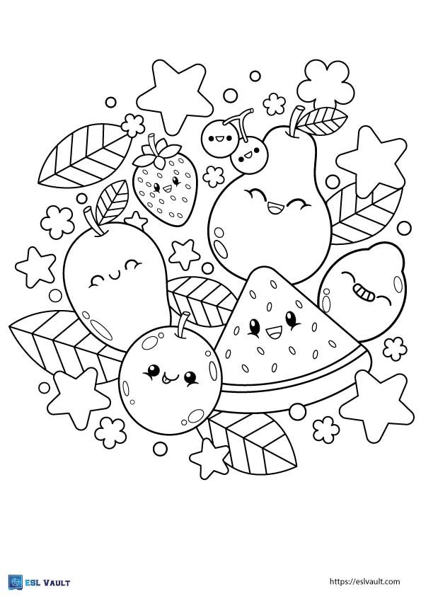 kids healthy food coloring pages