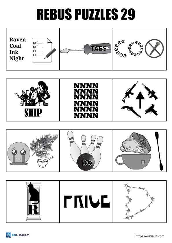 400  Free printable rebus puzzles with answers ESL Vault
