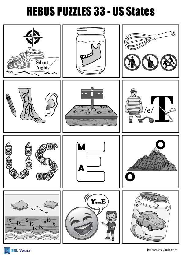 us states rebus puzzles