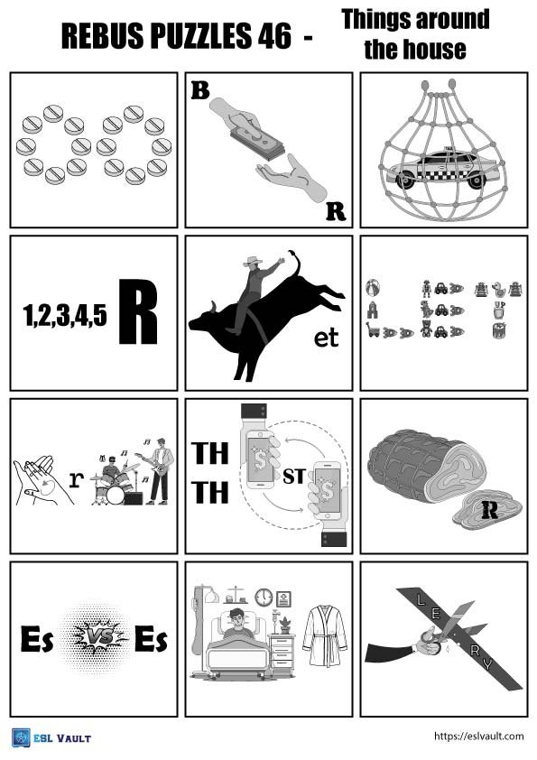rebus puzzles 46 things around the house