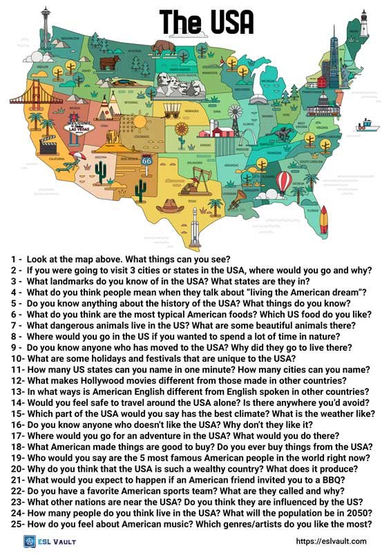 25 conversation questions about the USA