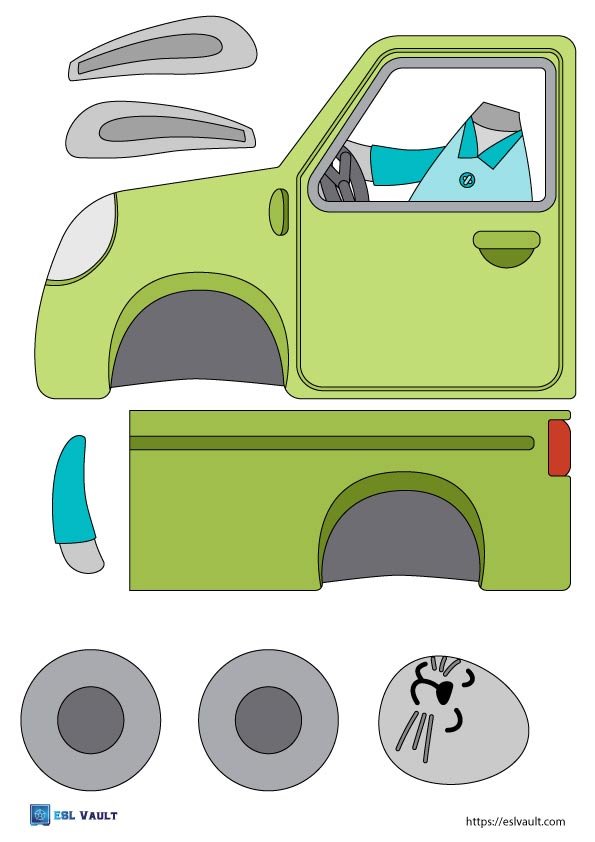 car craft for kids cut and paste
