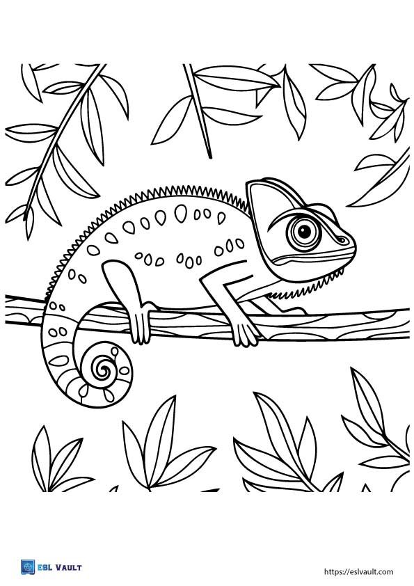 free printable chameleon lizard coloring page