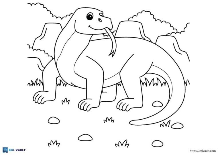 komodo dragon lizard coloring page