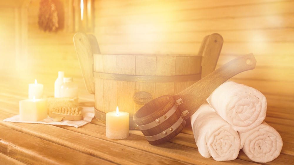 inside of a hot sauna