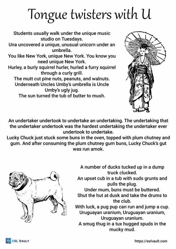 tongue twisters with u