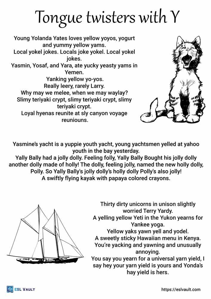 tongue twisters with y