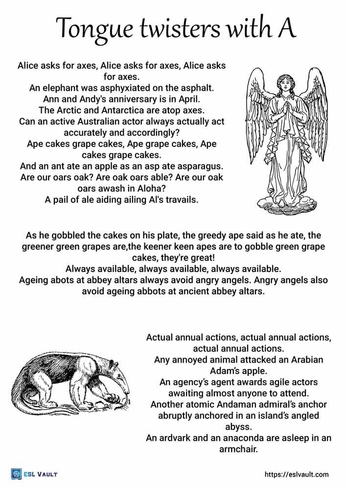 tongue twisters with a