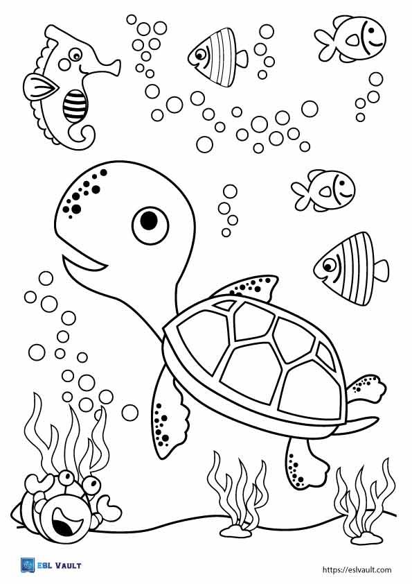 cute sea turtle coloring page 3