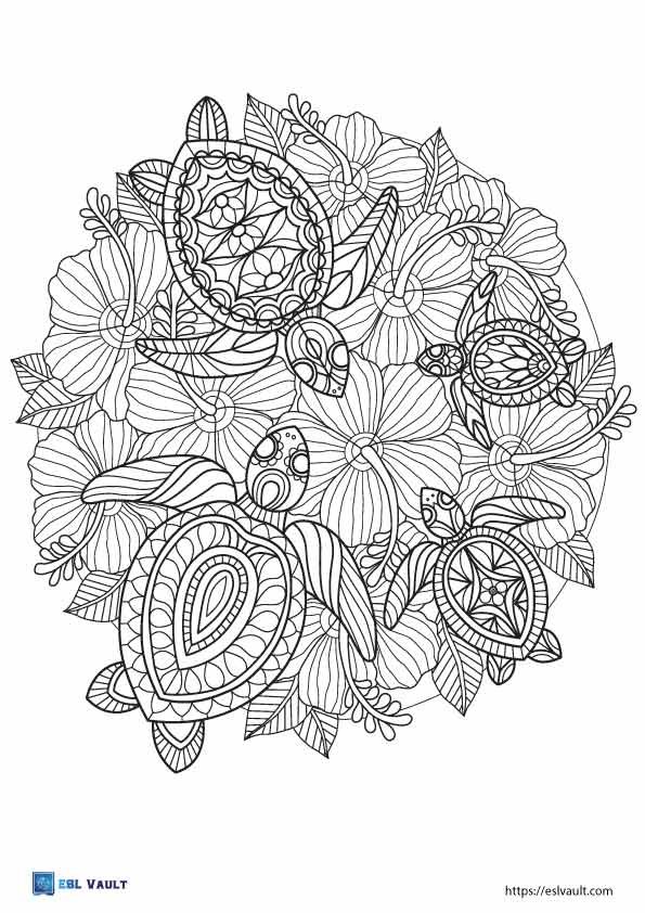 mandala sea turtle coloring pages 5