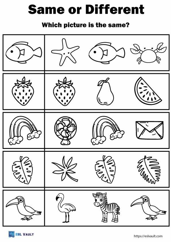same or different worksheets for preschool