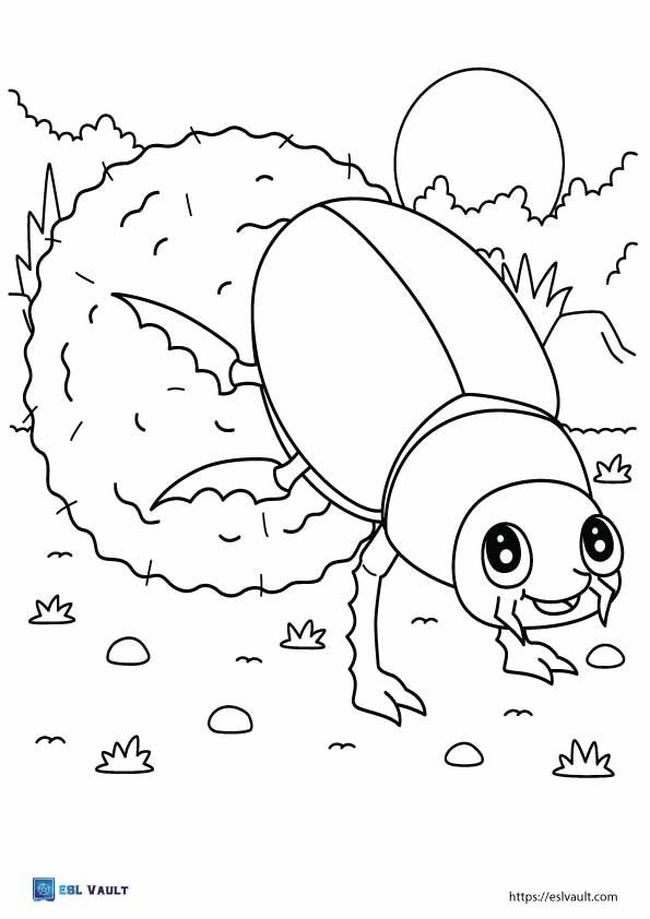 dung beetle coloring page