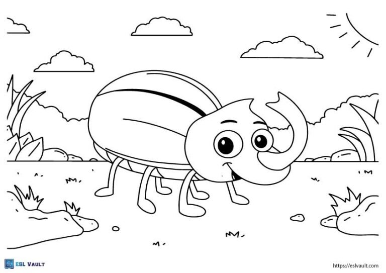 kids rhino beetle coloring page