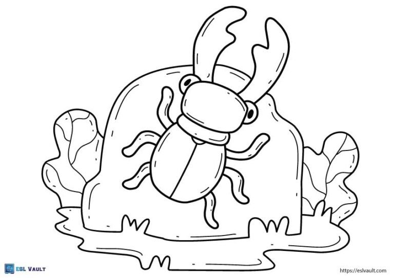 kids stag beetle coloring page
