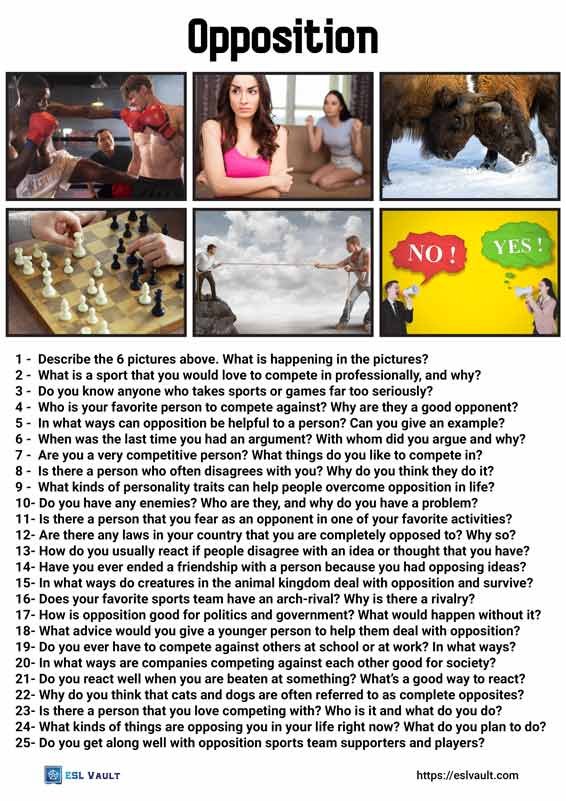 25 conversation questions about opposition
