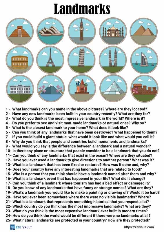 25 conversation questions about landmarks