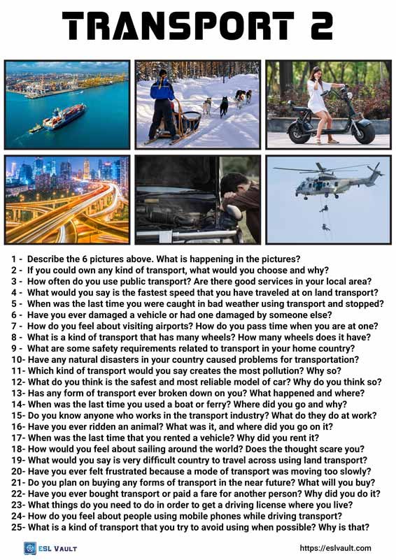 25 conversation questions about transport 2