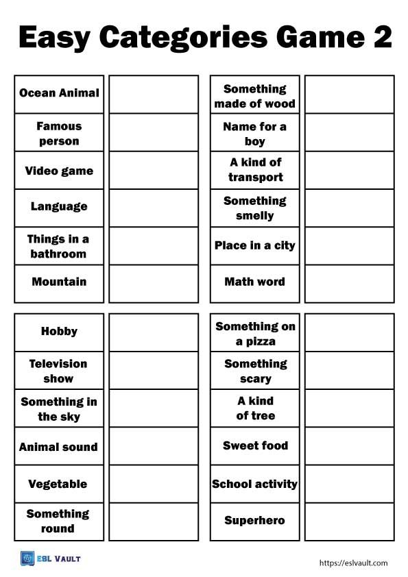 Scattergories categories game for kids 2