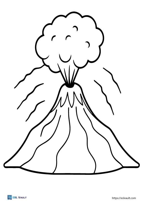 volcano coloring page for kids
