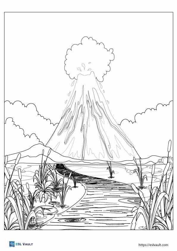 volcano coloring pages 4