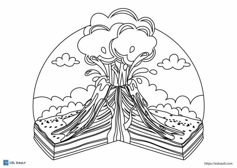volcano diagram coloring page