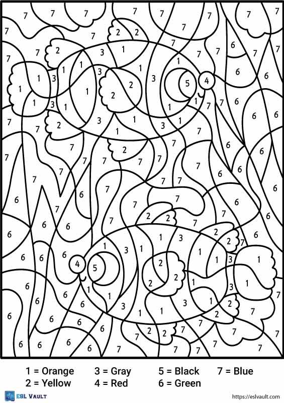 clownfish color by number