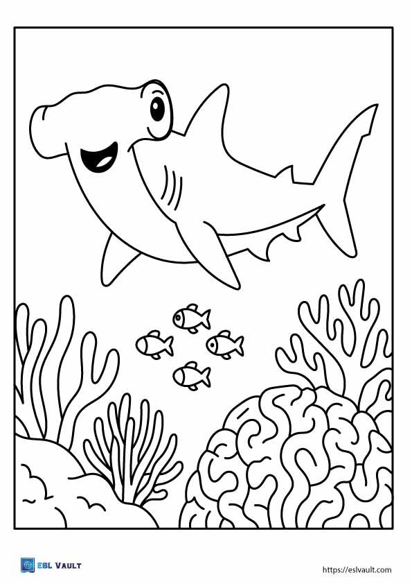 cute shark coloring pages hammerhead