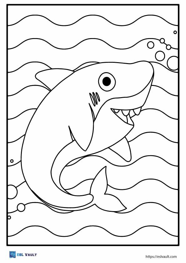 cute shark coloring sheet