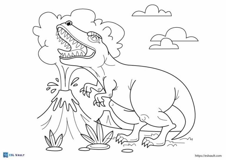 dinosaur volcano coloring page 2