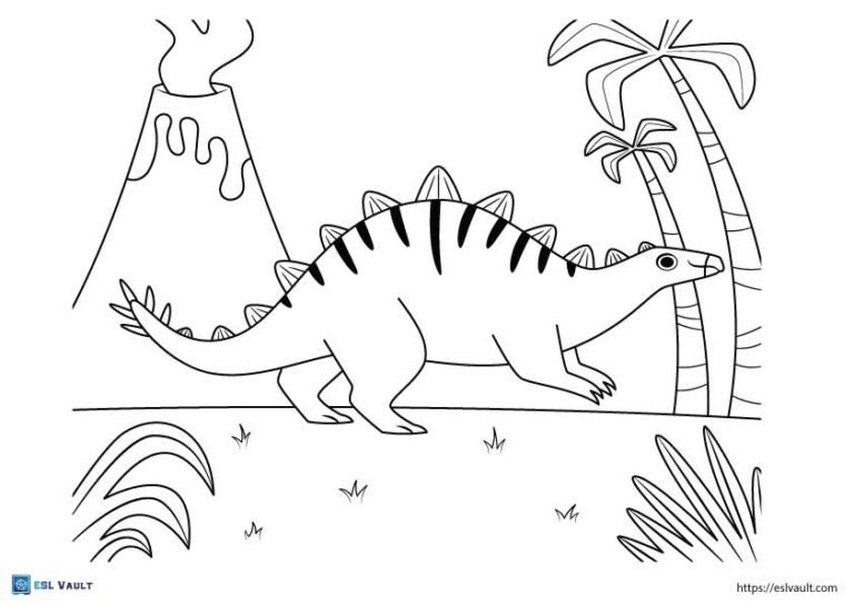 dinosaur volcano coloring page 3