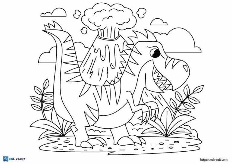 dinosaur volcano coloring sheet