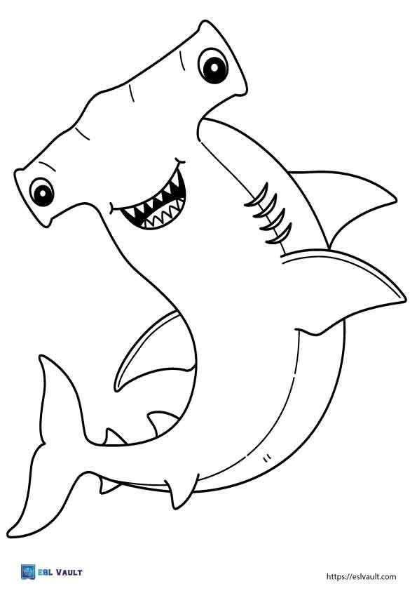 easy hammerhead shark coloring page