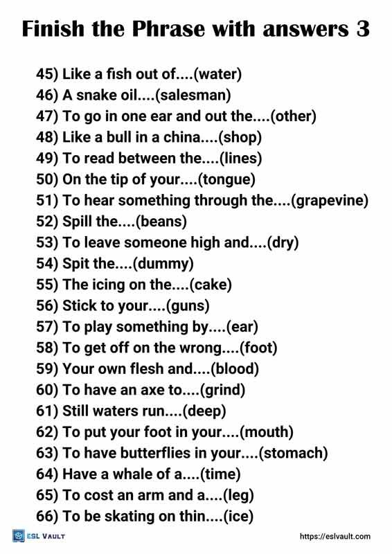 finish the phrase with answers 3