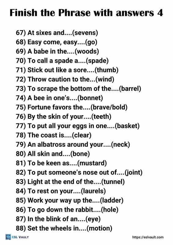 finish the phrase with answers 4