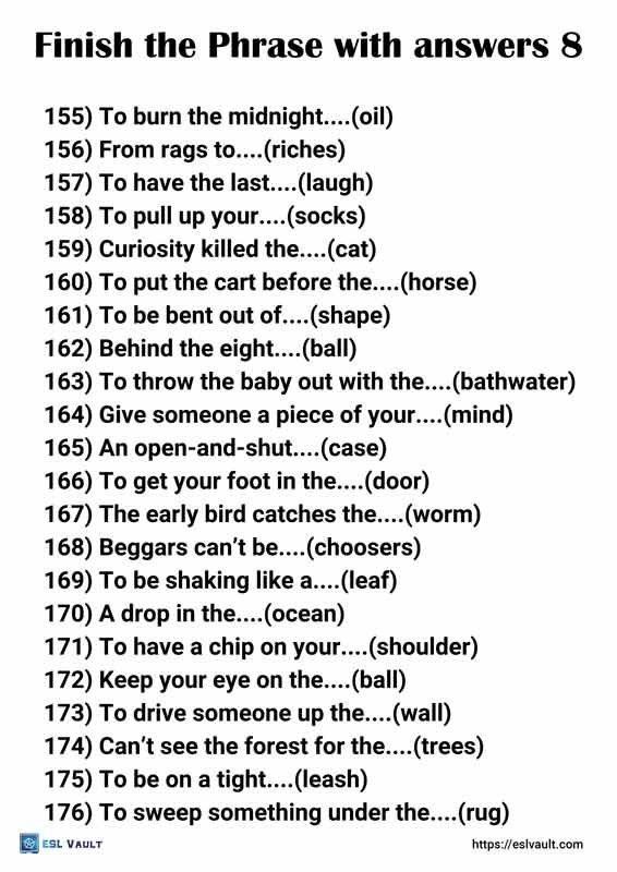 finish the phrase with answers 8