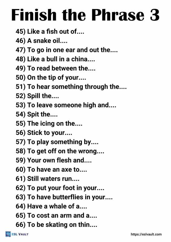 finish the phrase game pdf 3