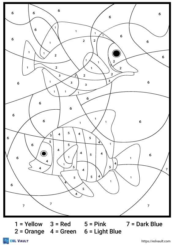 fish color by number printable