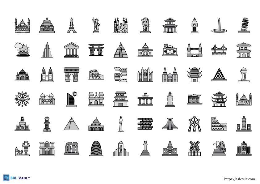 free printable world landmark icons