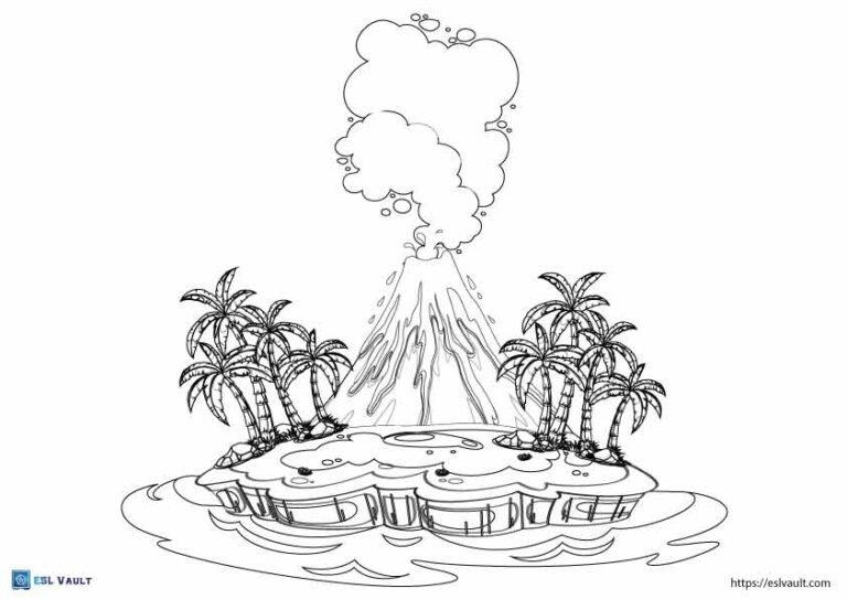island volcano coloring page