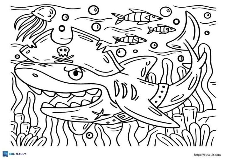 pirate shark coloring page