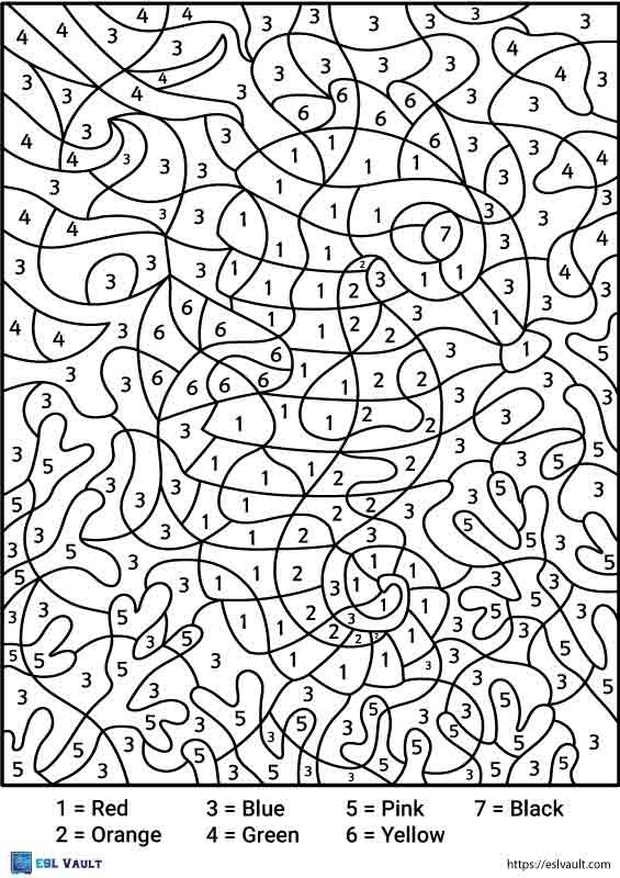 seahorse color by number printable