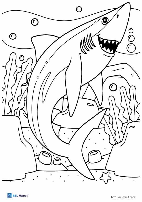 shark coloring pages cute