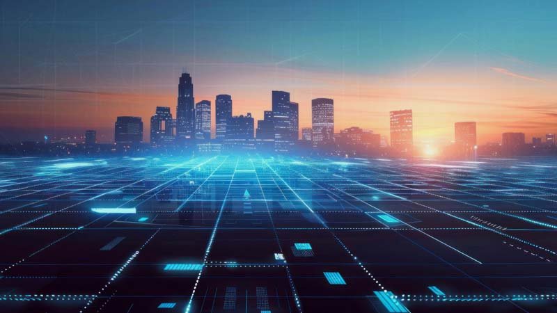 concept of a city with advanced technology